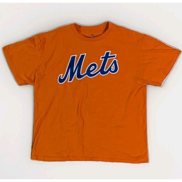 Majestic New York Mets T-Shirt Men’s XL Orange Blue MLB Baseball Fan Tee Cotton - Picture 1 of 10
